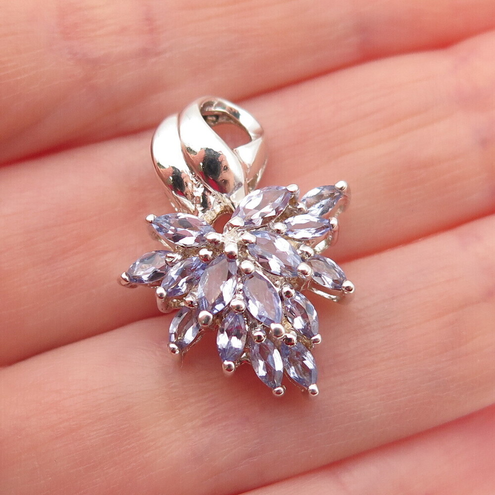 Chuck Clemency 925 Sterling Silver Vintage Real Tanzanite Mini Charm Pendant